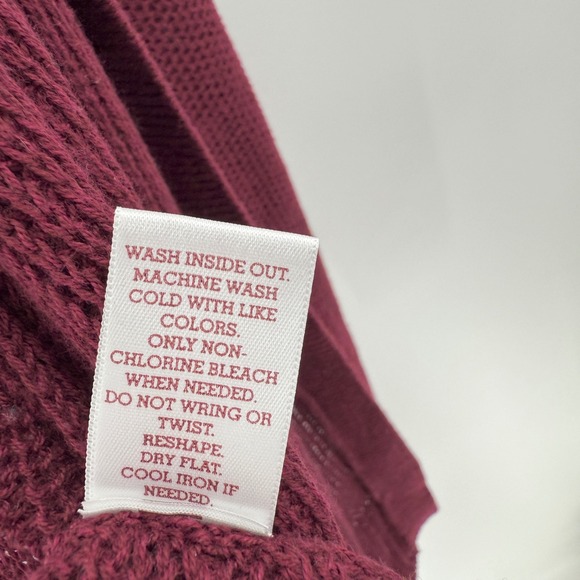 So Perfectly Soft You‎ Open Front Knit Cardigan Pockets Burgundy Sz M Cozy - Picture 9 of 11